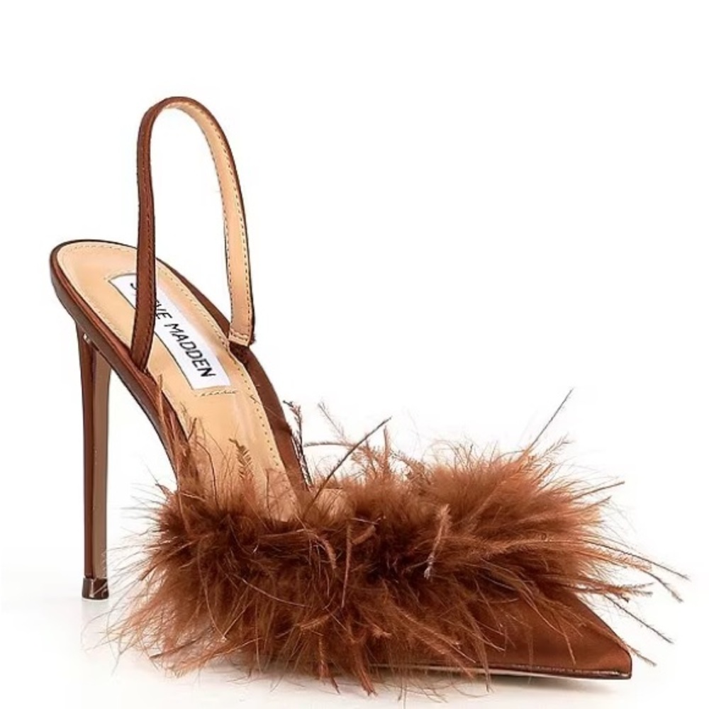 Steve Madden Alexis Feather Slingback Pumps Brown